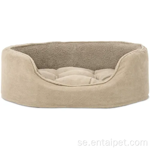 Pet Oval Terry Suede Fleece Bed med madrass